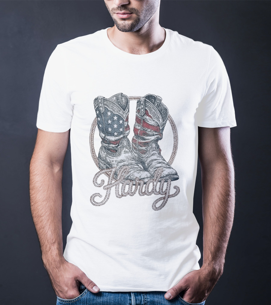 Hardy Boots Americana Patriotic Flag Cowboy T-Shirt