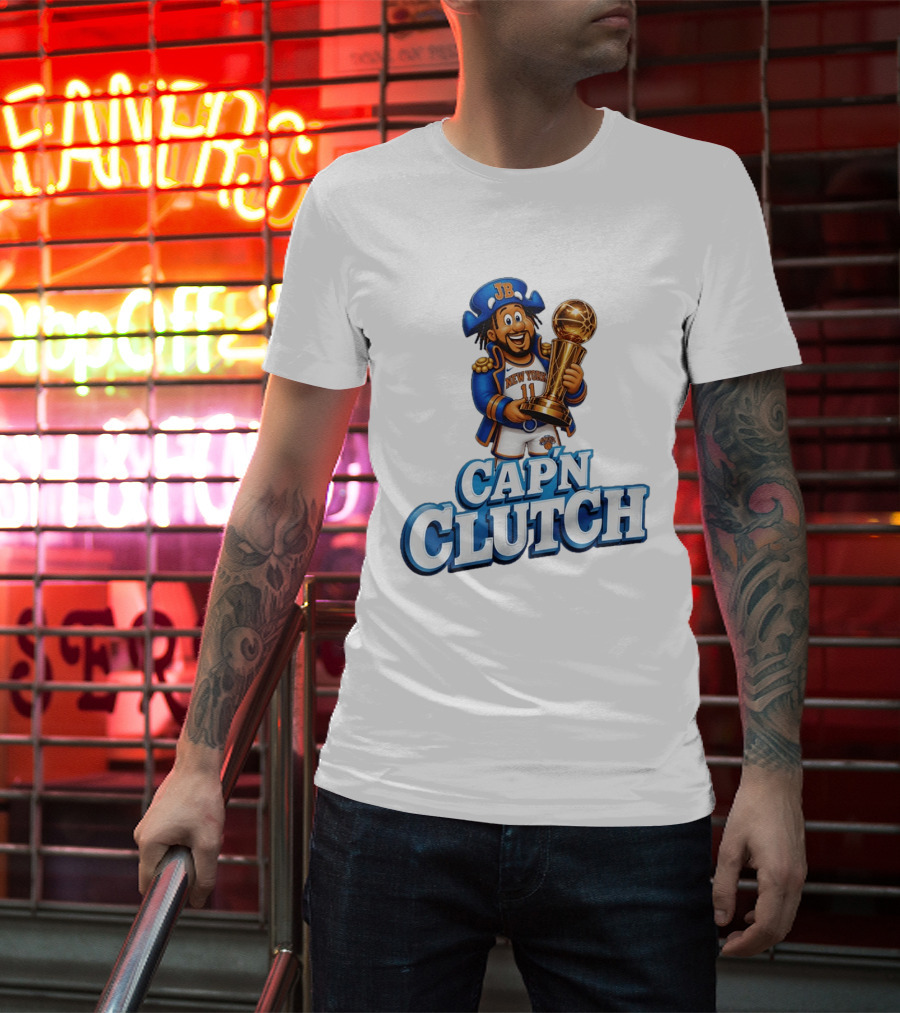 Jalen Brunson Capn Clutch New York Knicks Cartoon MVP T-Shirt