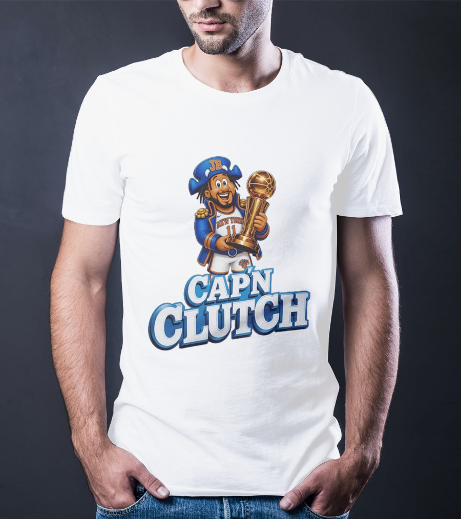 Jalen Brunson Capn Clutch New York Knicks Cartoon MVP T-Shirt