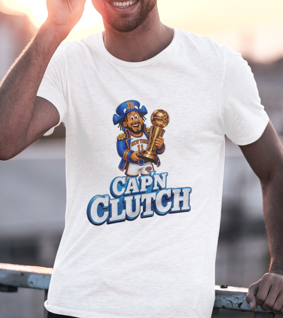 Jalen Brunson Capn Clutch New York Knicks Cartoon MVP T-Shirt