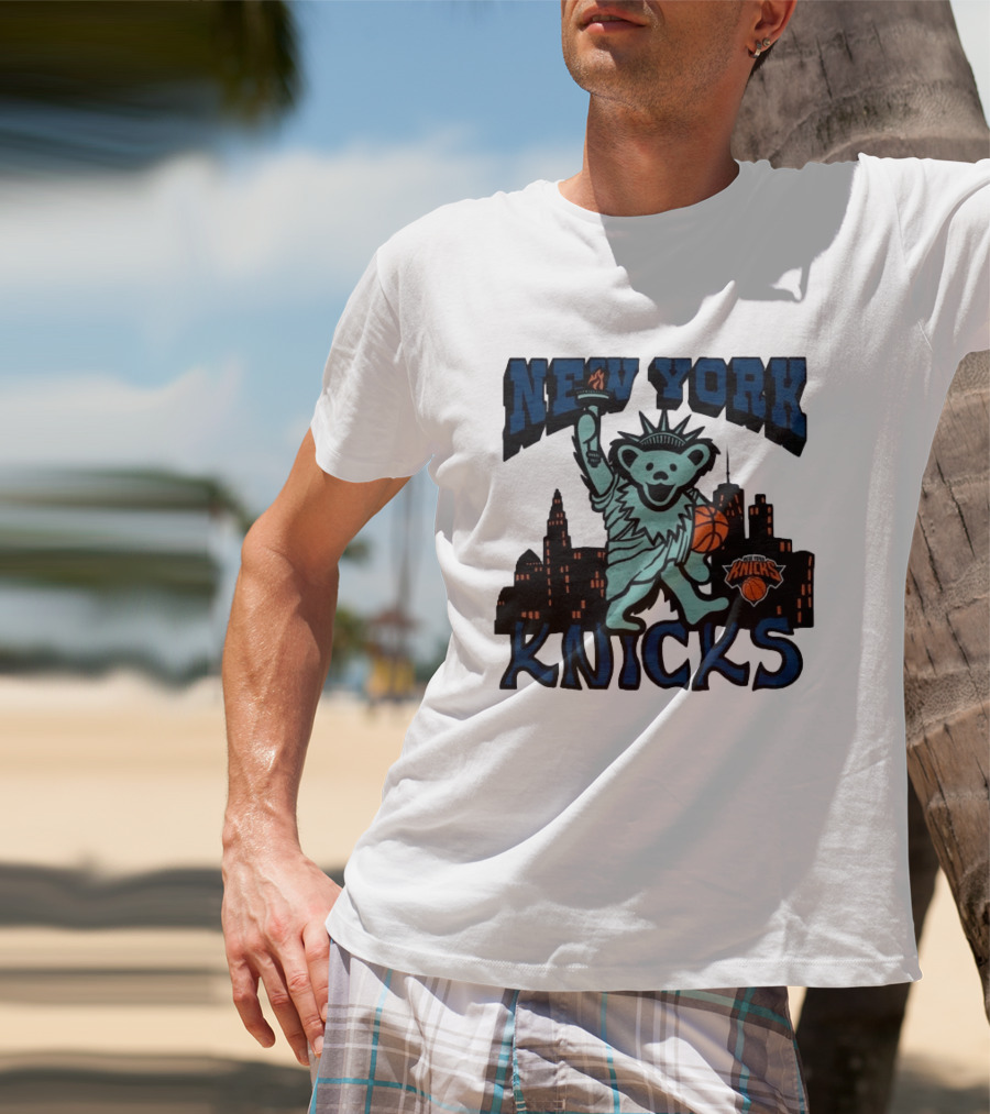 NBA Grateful Dead New York Knicks Bear Liberty Statue T-Shirt