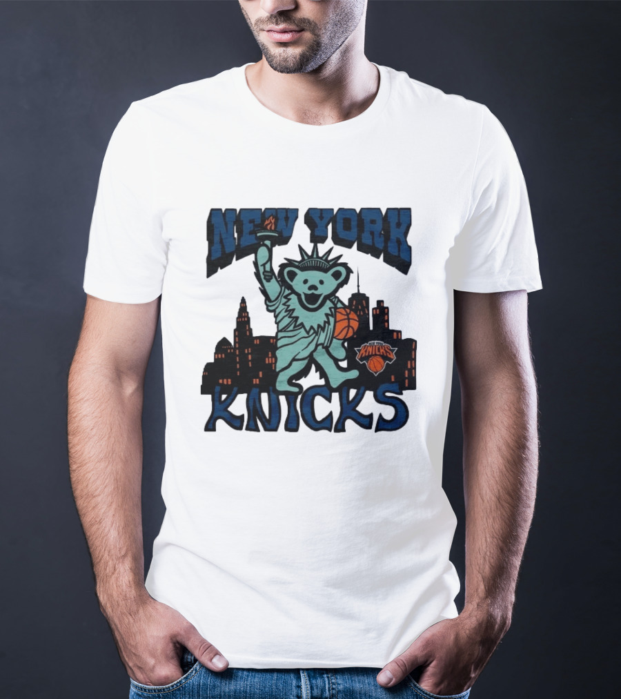 NBA Grateful Dead New York Knicks Bear Liberty Statue T-Shirt