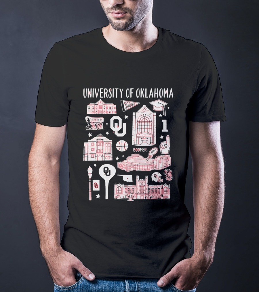 University Of Oklahoma Boomer Sooner Iconic Landmarks T-Shirt