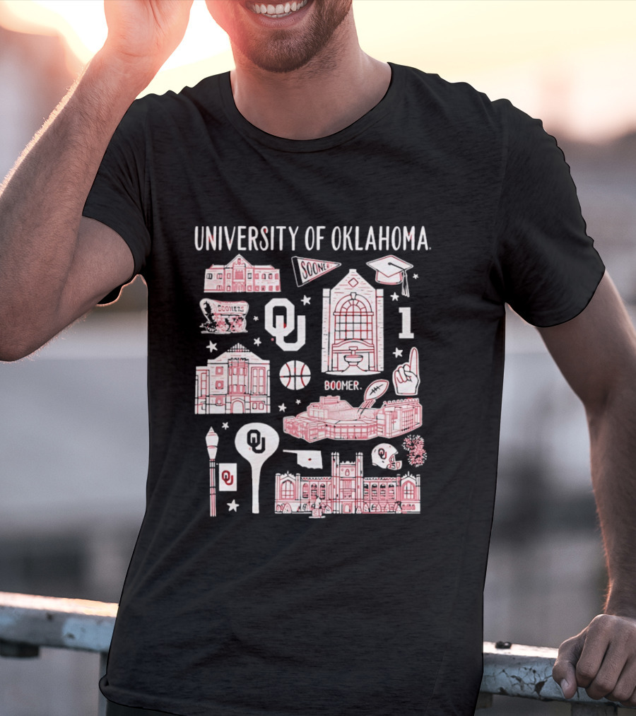 University Of Oklahoma Boomer Sooner Iconic Landmarks T-Shirt