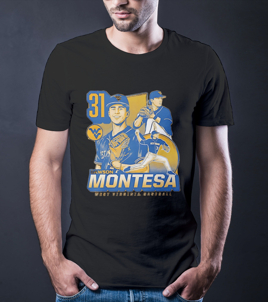 West Virginia Baseball Dawson Montesa 31 Mountaineers T-Shirt