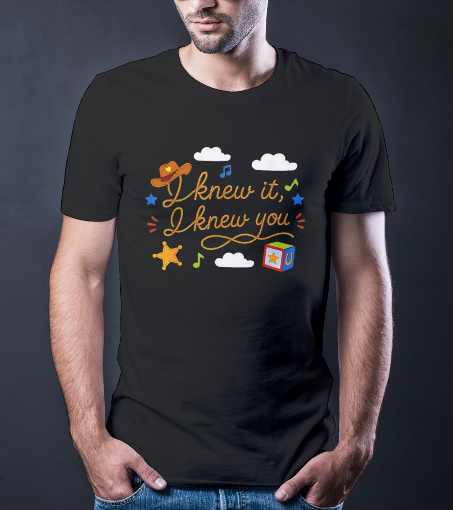 I Knew It I Knew You Western Cowgirl Sheriffs Badge Cowboy Hat Music Notes Blocks T-Shirt
