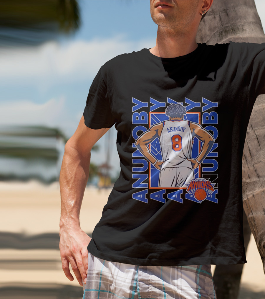 OG Anunoby Number 8 New York Knicks Basketball Icon Repeat T-Shirt