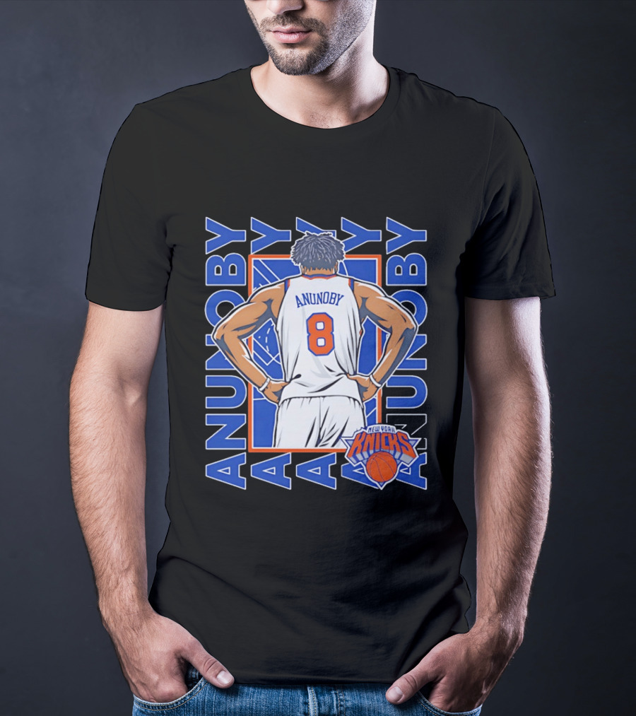 OG Anunoby Number 8 New York Knicks Basketball Icon Repeat T-Shirt