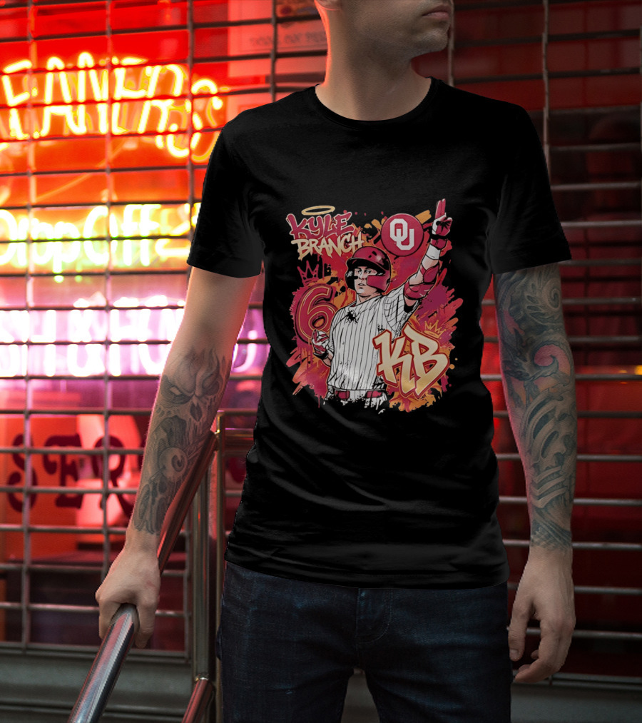 Oklahoma Sooners Kyle Branch 6 Graffiti KB T-Shirt