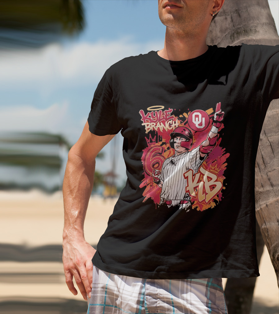 Oklahoma Sooners Kyle Branch 6 Graffiti KB T-Shirt