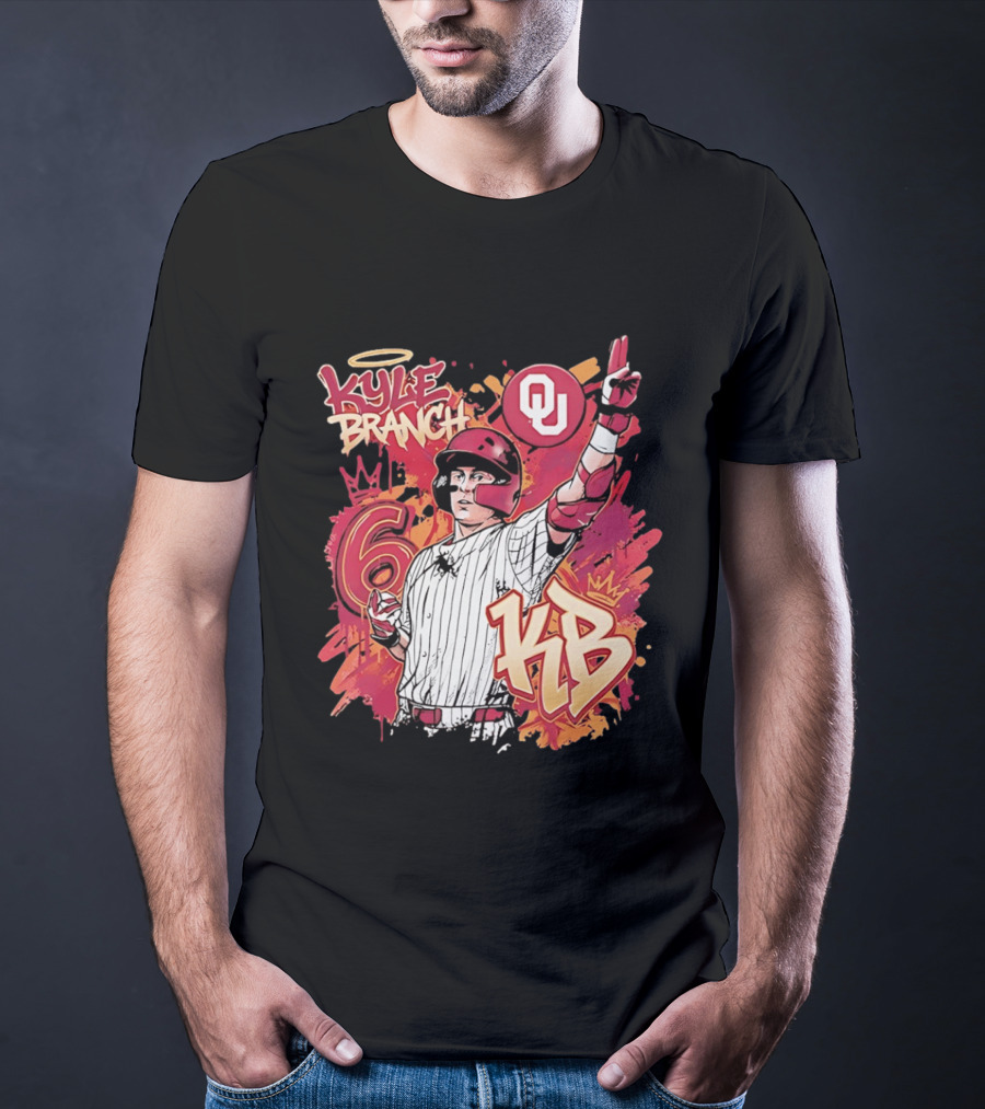 Oklahoma Sooners Kyle Branch 6 Graffiti KB T-Shirt