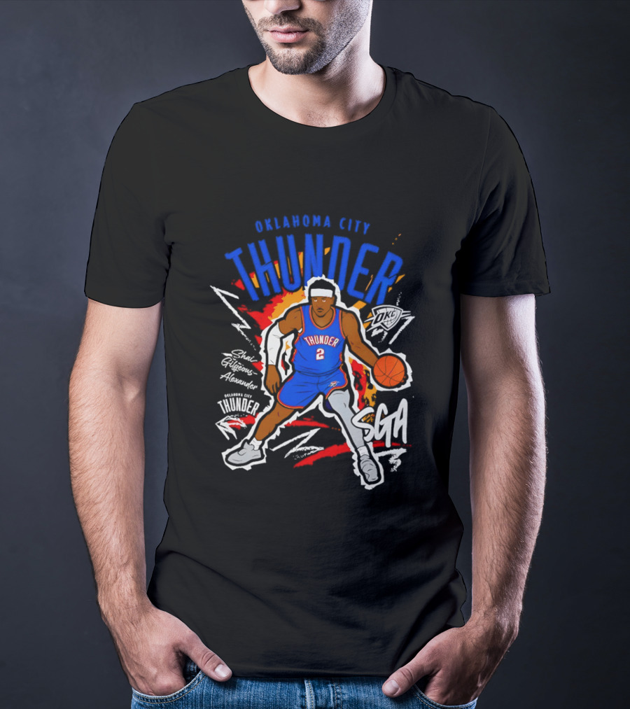 Oklahoma City Thunder Shai Gilgeous Alexander SGA Player Number Two Basketball T-Shirt