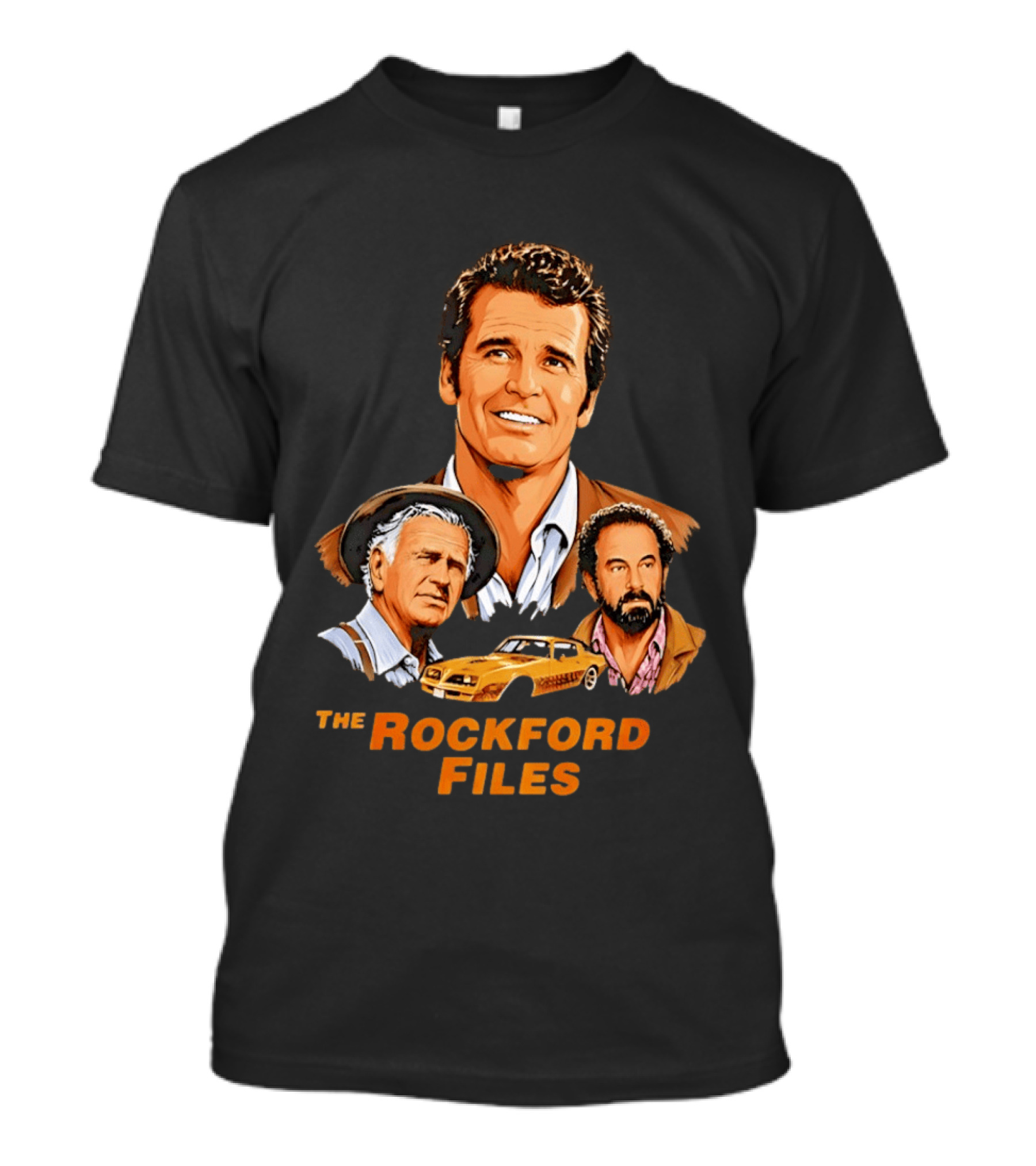 The Rockford Files 1970s James Garner Iconic Cast And Car T-Shirt