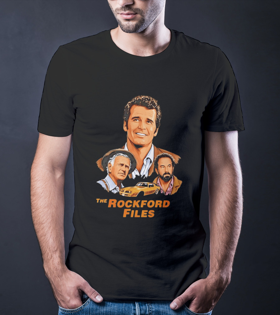 The Rockford Files 1970s James Garner Iconic Cast And Car T-Shirt