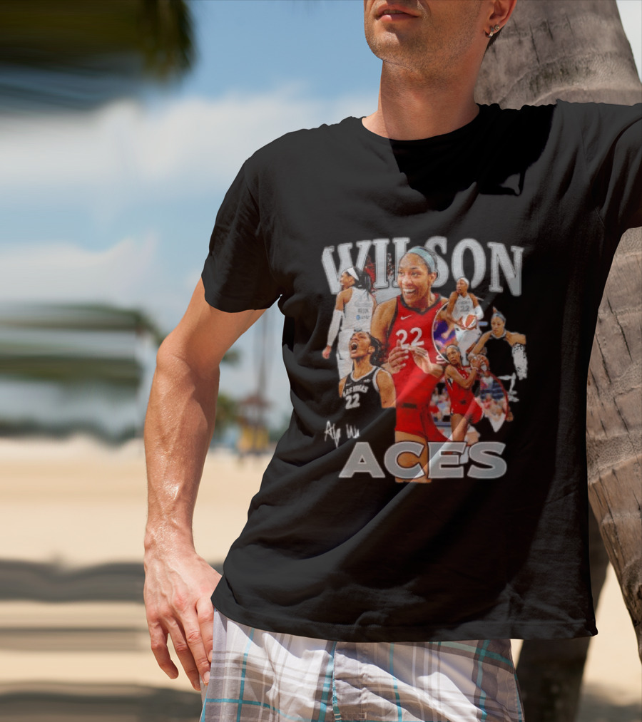 A'ja Wilson Las Vegas Aces Fly With Aces Collage T-Shirt