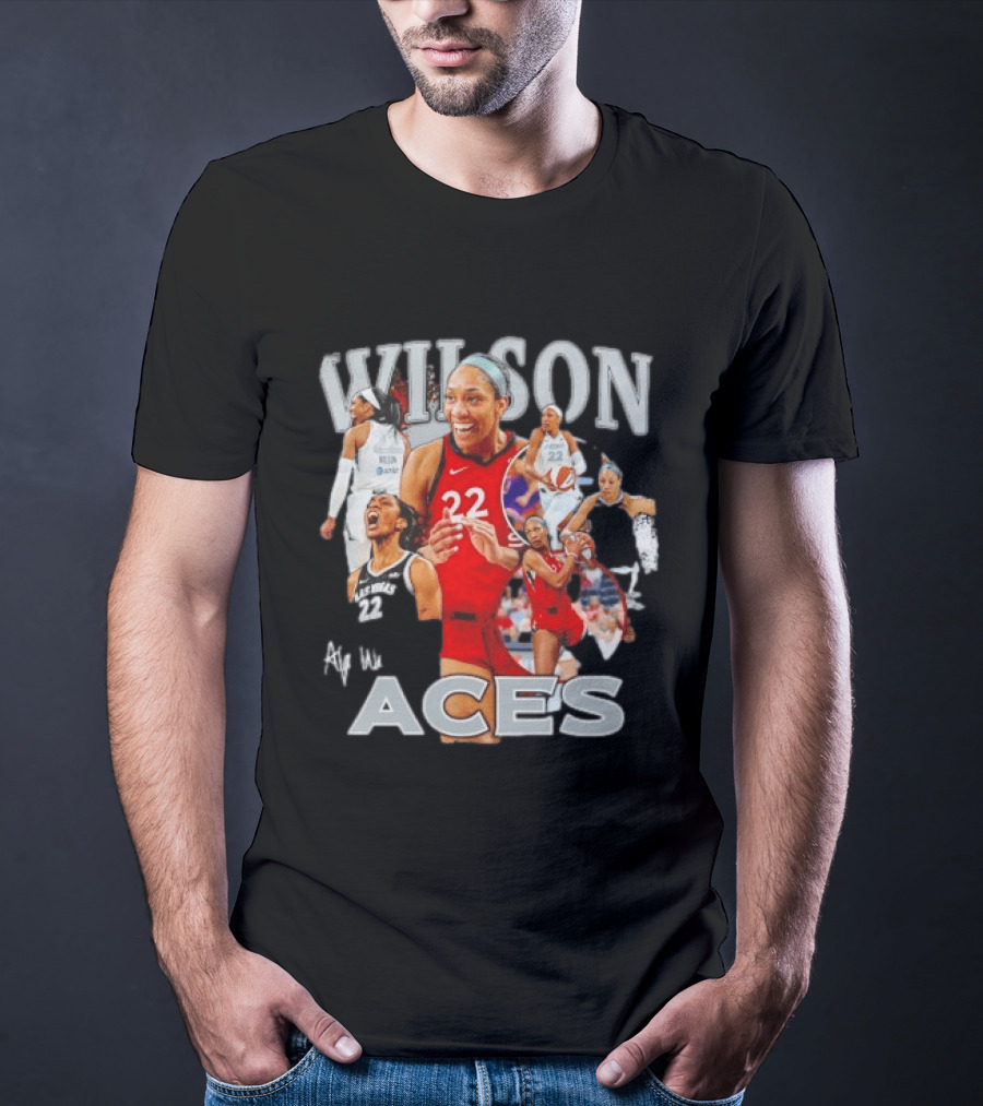 A'ja Wilson Las Vegas Aces Fly With Aces Collage T-Shirt