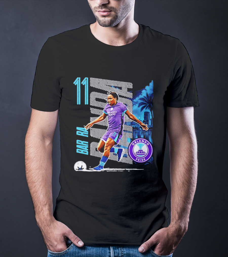 Barbra Banda Orlando Pride Skyline 11 Soccer Blue Palm Trees T-Shirt