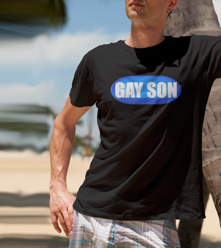 Gay Son Pill Blue Oval T-Shirt