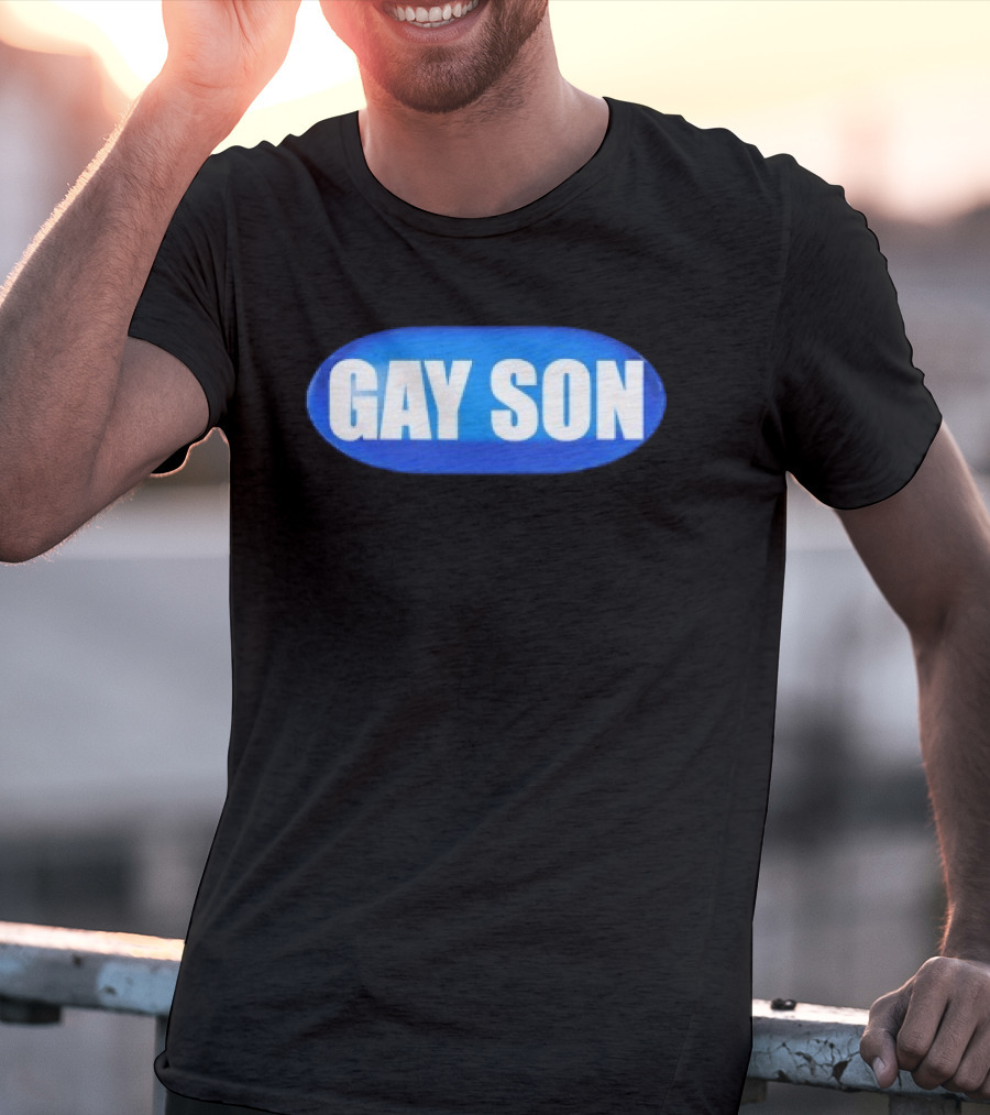 Gay Son Pill Blue Oval T-Shirt
