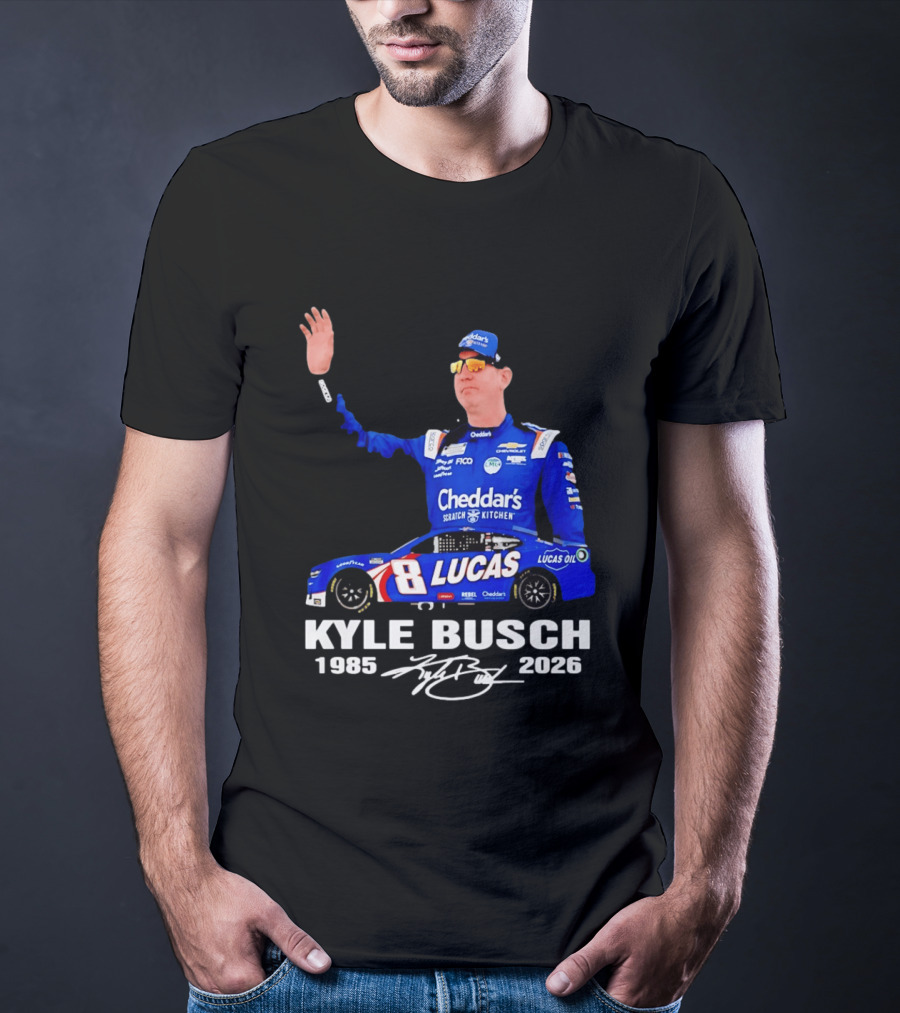 Kyle Busch 1985 2026 Lucas Oil Cheddar's Scratch Kitchen T-Shirt