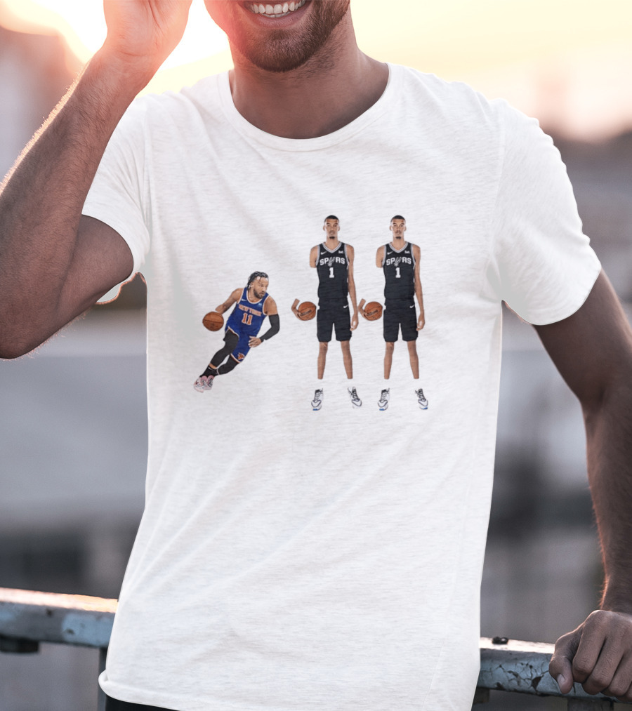 Jalen Brunson NY Knicks Vs Victor Wembanyama San Antonio Spurs Matchup NBA Basketball 9.11 T-Shirt
