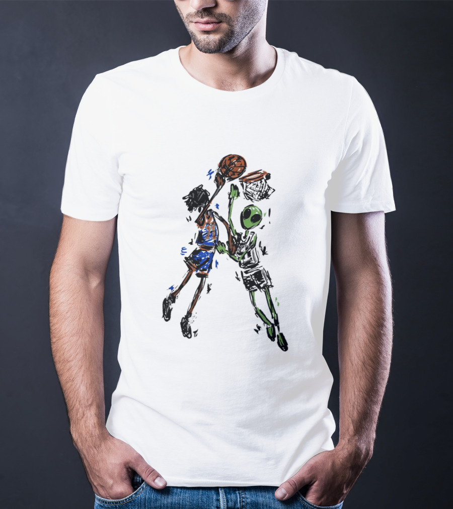 Jalen Brunson Vs Alien Wemby Dunking Showdown Basketball Clash T-Shirt