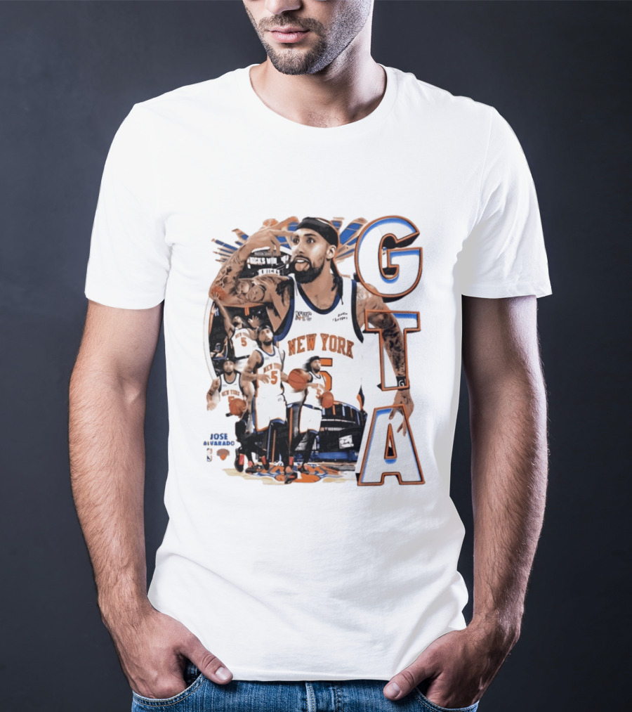 New York Knicks Jose Alvarado GTA Basketball 5 NYC T-Shirt