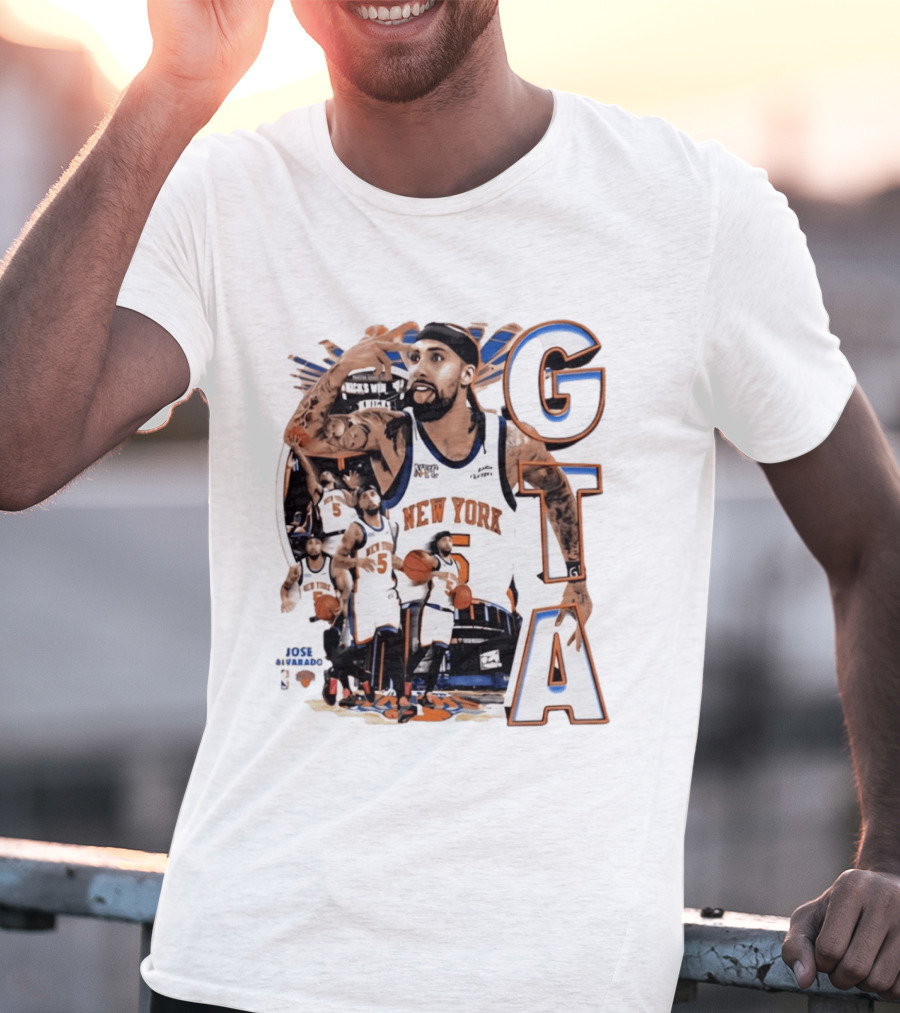 New York Knicks Jose Alvarado GTA Basketball 5 NYC T-Shirt