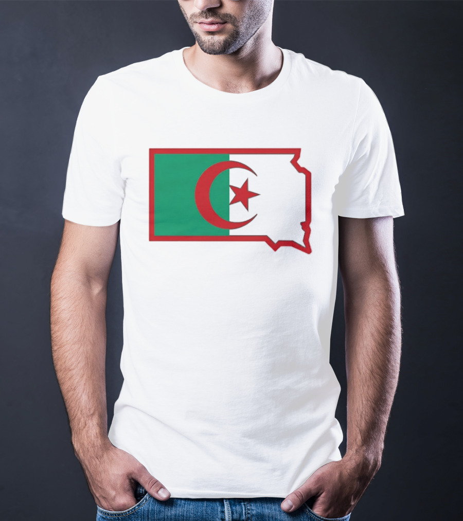 Lawrence Of Algeria Flag State Outline With Crescent And Star T-Shirt