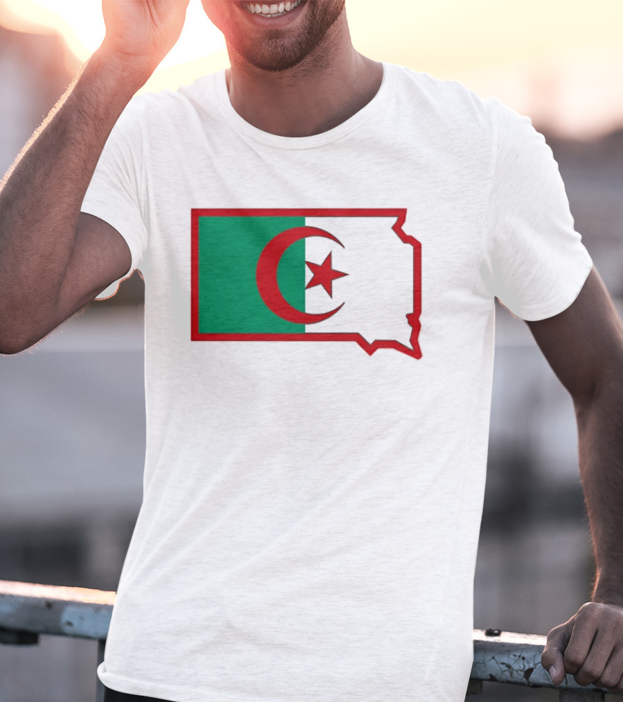 Lawrence Of Algeria Flag State Outline With Crescent And Star T-Shirt