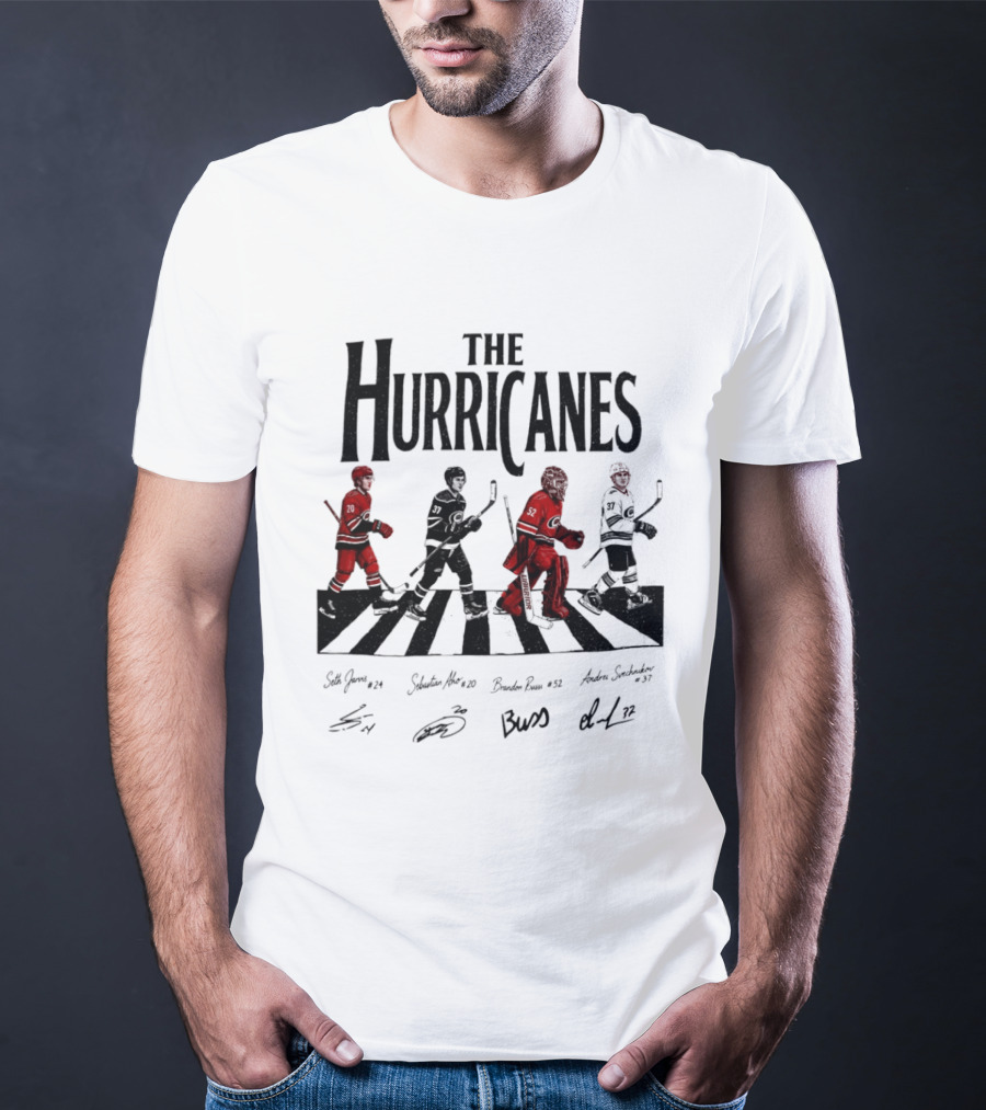 The Hurricanes Abbey Road Ice Hockey Players Crossing Signatures T-Shirt