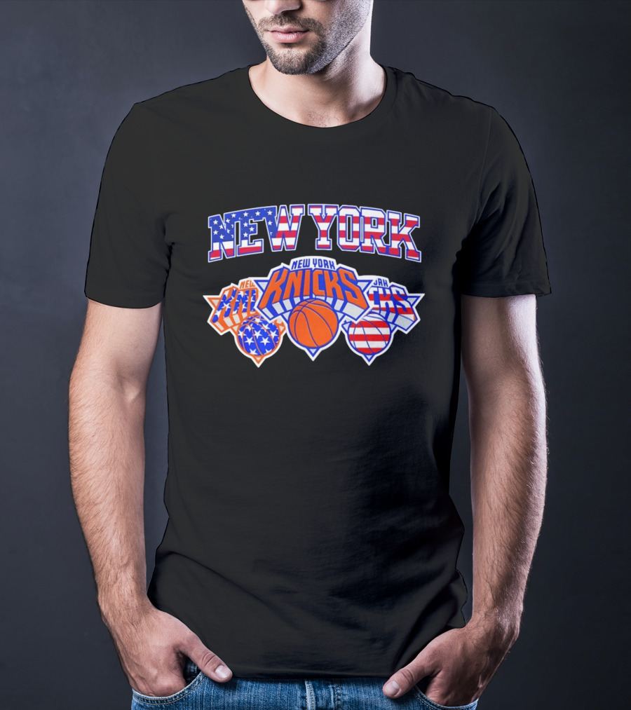 New York Knicks 4th Of July American Flag Basketball Stars And Stripes T-Shirt
