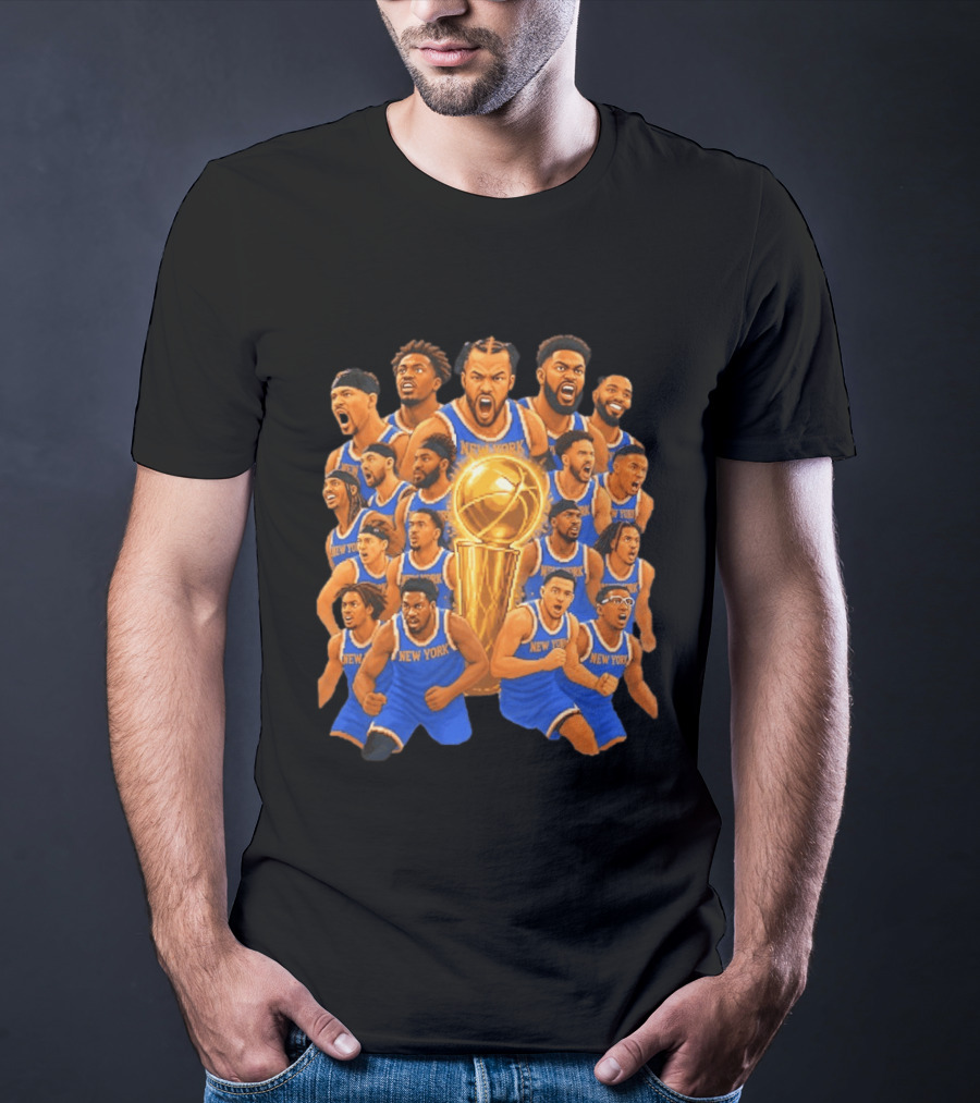 New York Knicks NBA Champions 2026 Players And Trophy Celebration T-Shirt