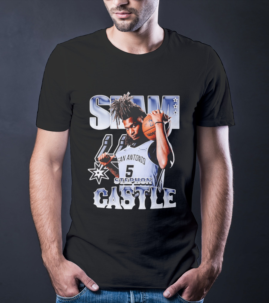 San Antonio Spurs Stephon Castle SLAM Basketball Star T-Shirt