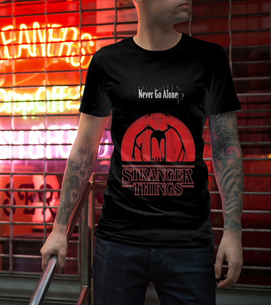 Stranger Things Never Go Alone Universal Studios Halloween Horror Nights T-Shirt