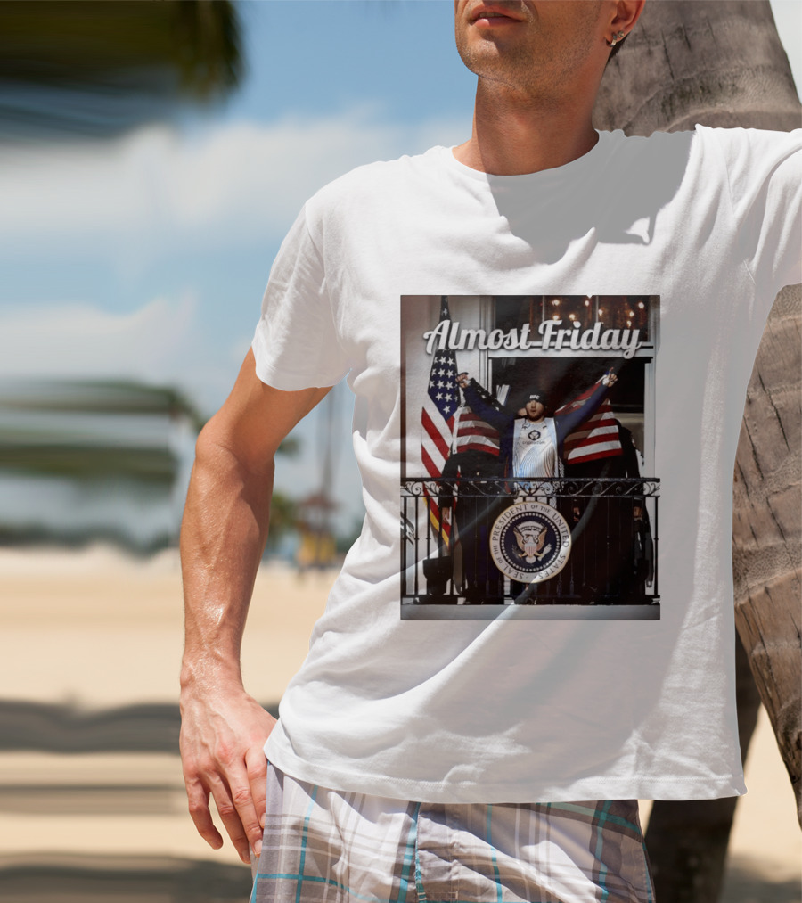 Almost Friday Justin Gaethje US Flag Blue Room Balcony White House UFC Freedom 250 T-Shirt