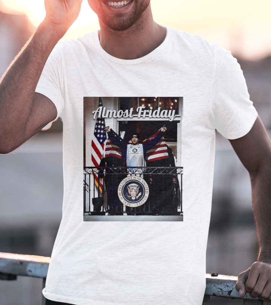 Almost Friday Justin Gaethje US Flag Blue Room Balcony White House UFC Freedom 250 T-Shirt