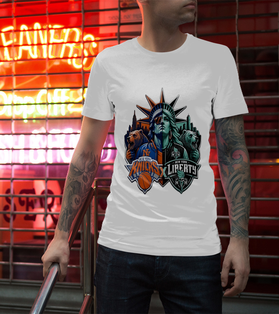 New York Knicks X Liberty Statue Of Liberty NBA WNBA T-Shirt