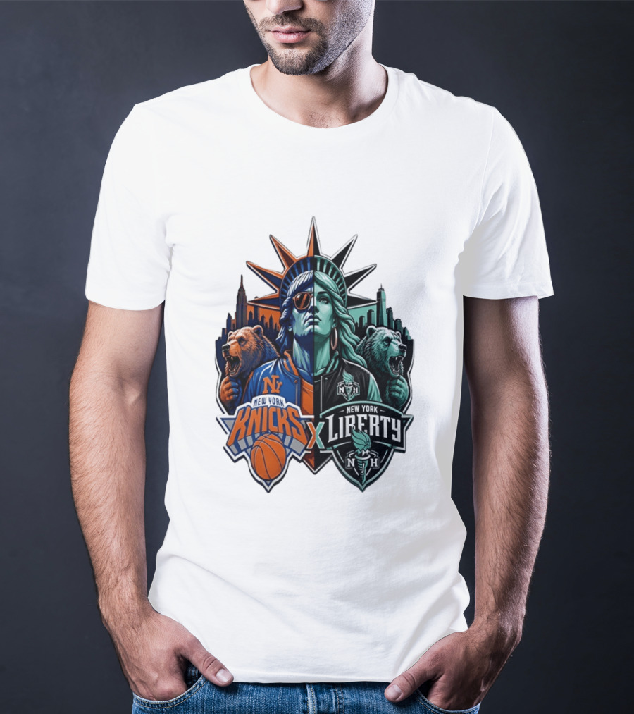 New York Knicks X Liberty Statue Of Liberty NBA WNBA T-Shirt