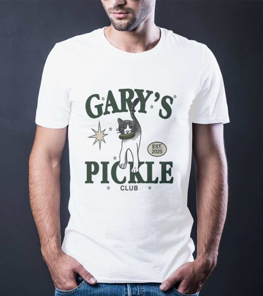Gary's Pickle Club Cat Est 2025 Fun T-Shirt