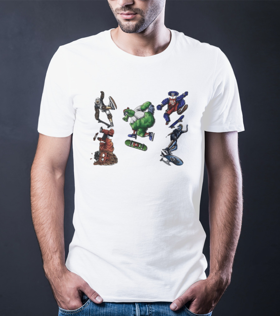 Philadelphia Sports Mascots Skateboarding Extravaganza Happy National Day T-Shirt