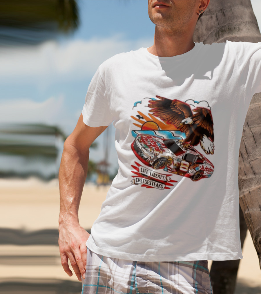 Life Liberty Cheesesteaks Arby's Racing Car Eagle Patriotic T-Shirt