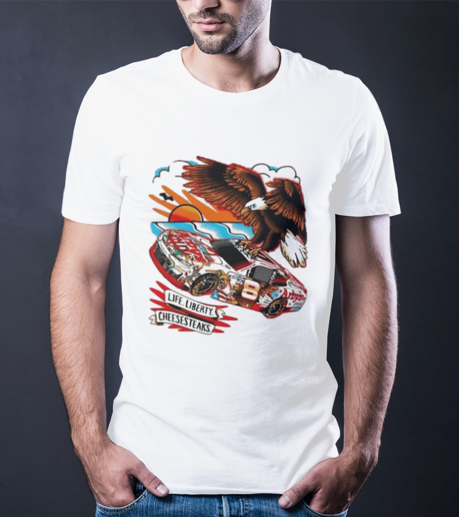 Life Liberty Cheesesteaks Arby's Racing Car Eagle Patriotic T-Shirt