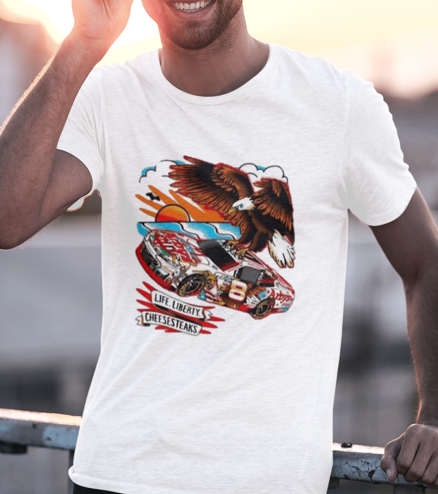 Life Liberty Cheesesteaks Arby's Racing Car Eagle Patriotic T-Shirt