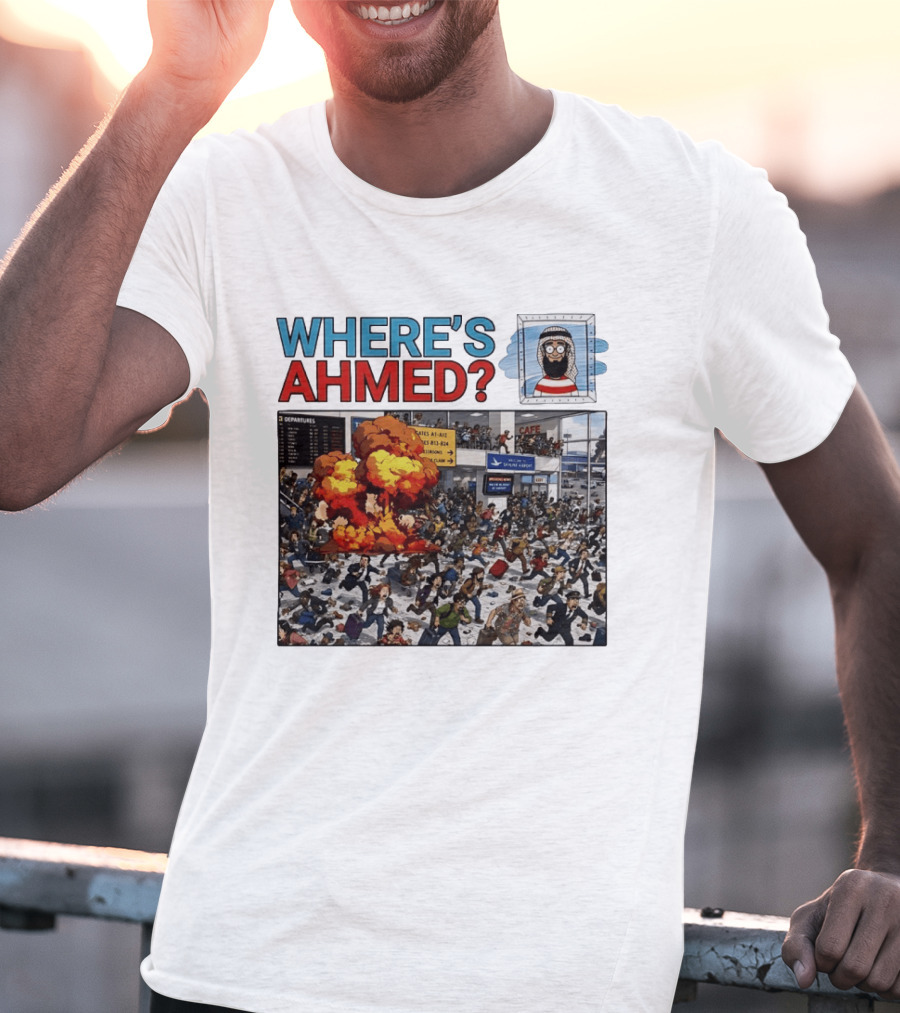 Where's Ahmed September 11 Attacks Cartoon Explosion Scene T-Shirt