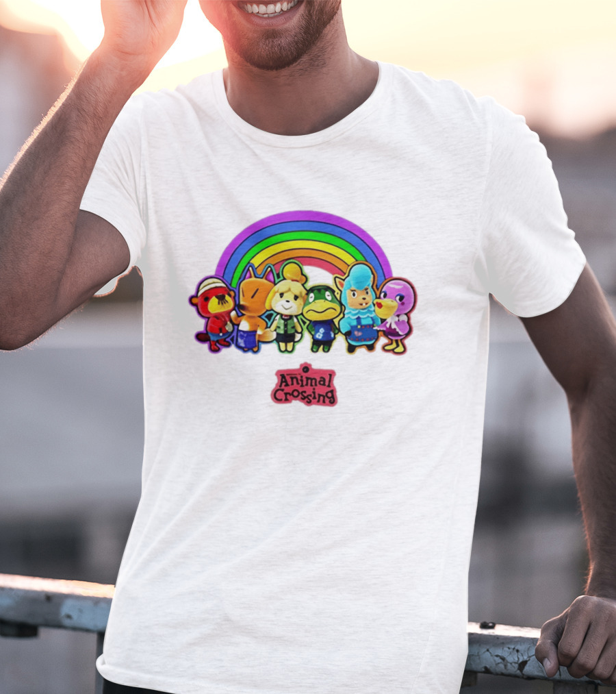 Animal Crossing Rainbow Characters Under Arc T-Shirt