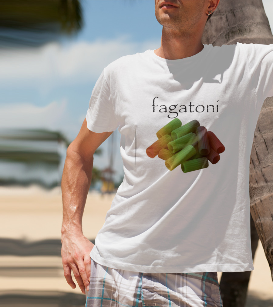 Fagatoni Gay Pasta LGBTQ Pride Multicolor Rigatoni T-Shirt