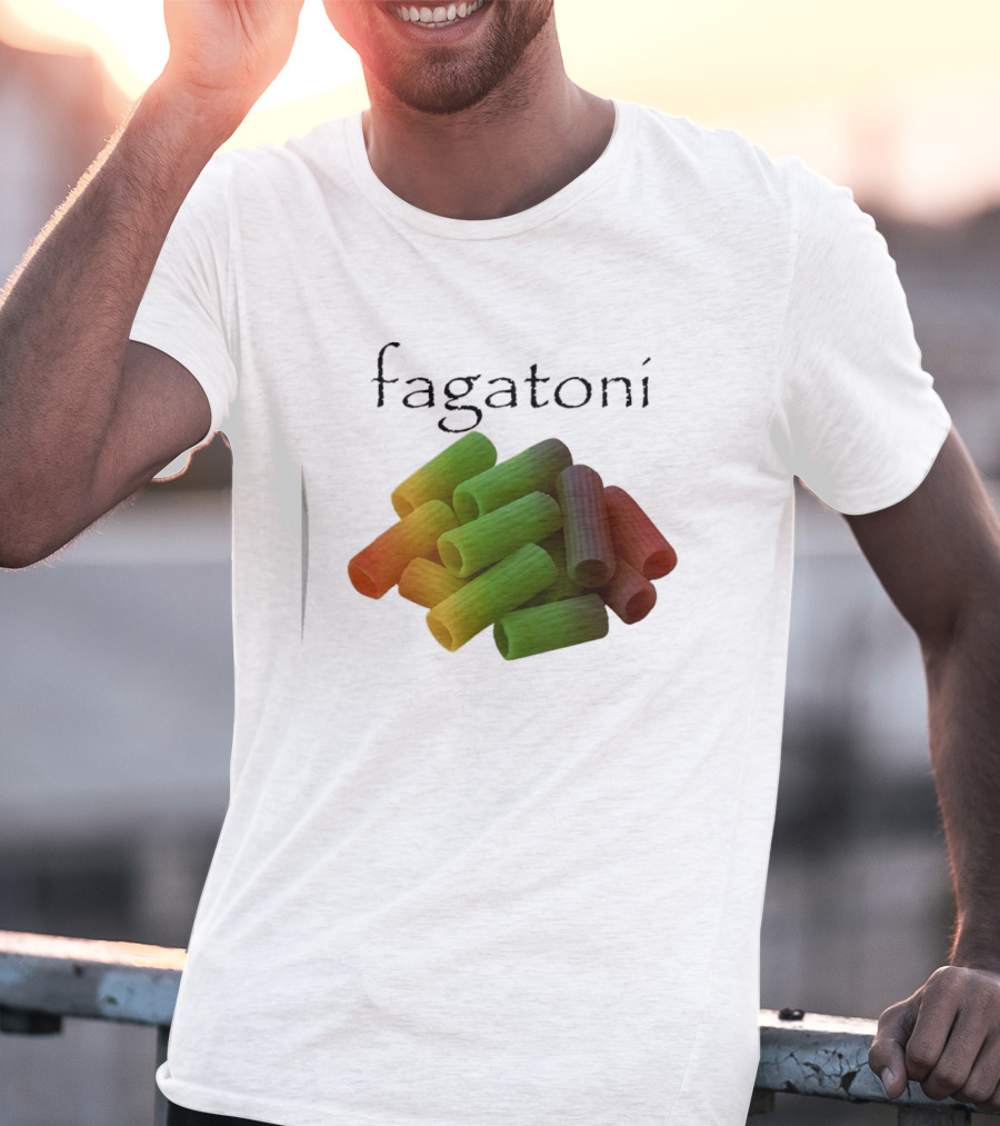 Fagatoni Gay Pasta LGBTQ Pride Multicolor Rigatoni T-Shirt