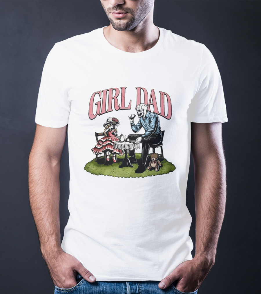 Girl Dad Skeleton Tea Party With Daughter T-Shirt