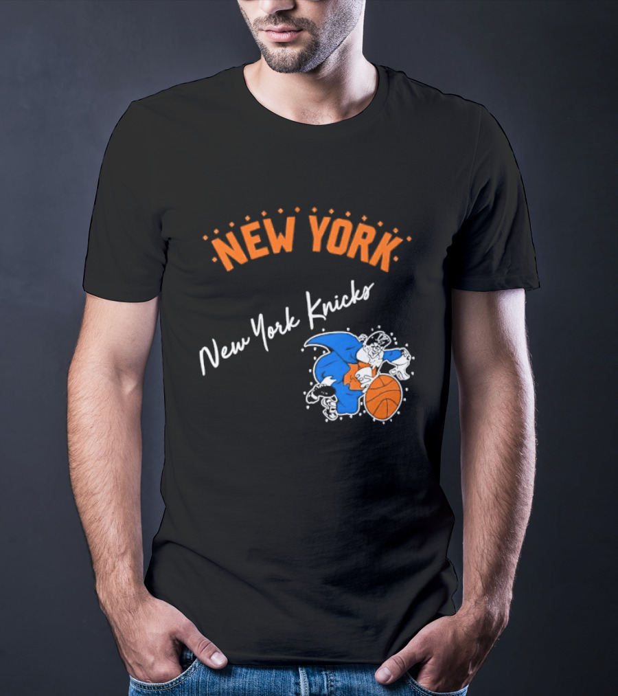 Father Knickerbocker New York Knicks Basketball Character Orange And Blue T-Shirt
